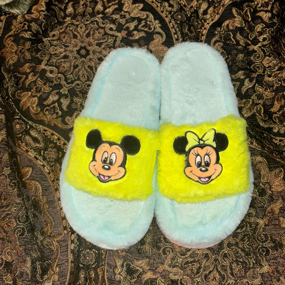 Disney Mickey and Minnie Fuzzy Slippers